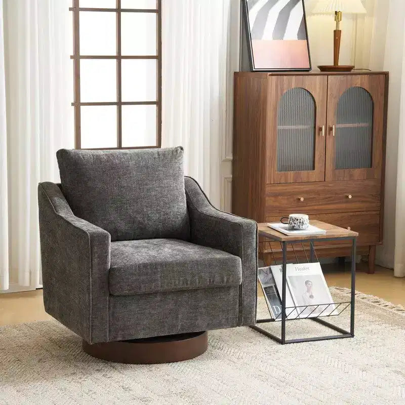 Karl Home Chenille Living Room Swivel Barrel Accent Chair