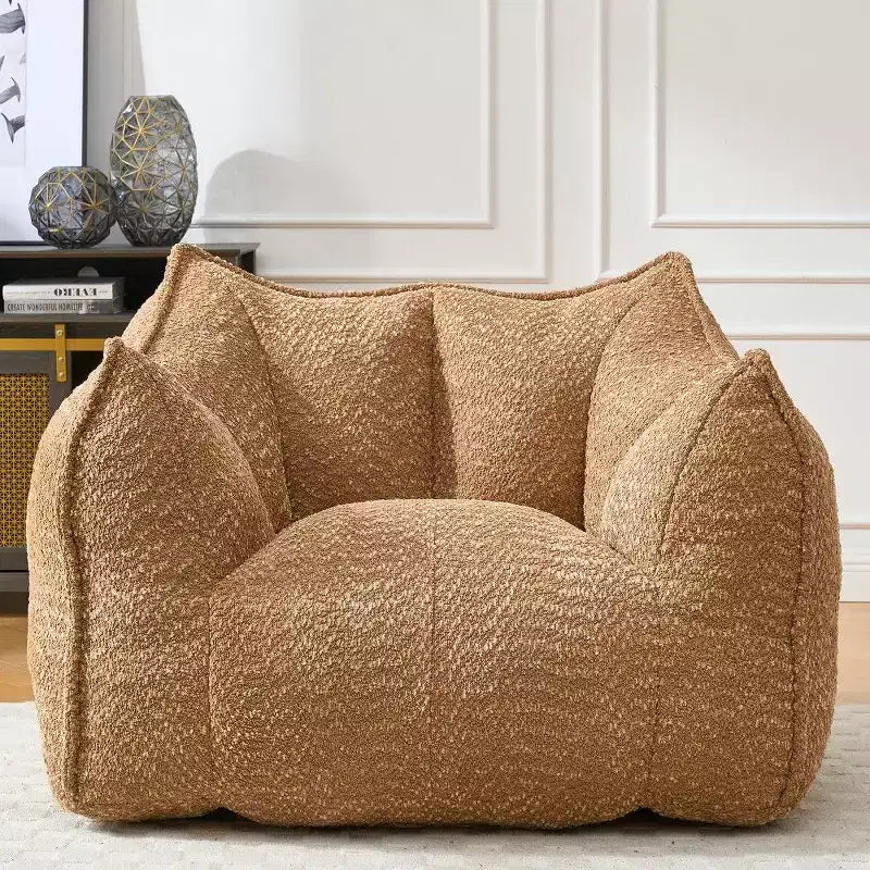 Okak Grand pouf carré de 119 cm en mousse haute résilience avec poignée et accoudoirs, canapé de sol en chenille pour salon