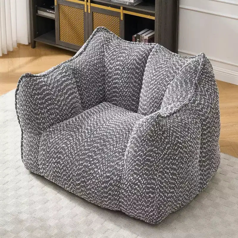 Okak Grand pouf carré de 119 cm en mousse haute résilience avec poignée et accoudoirs, canapé de sol en chenille pour salon