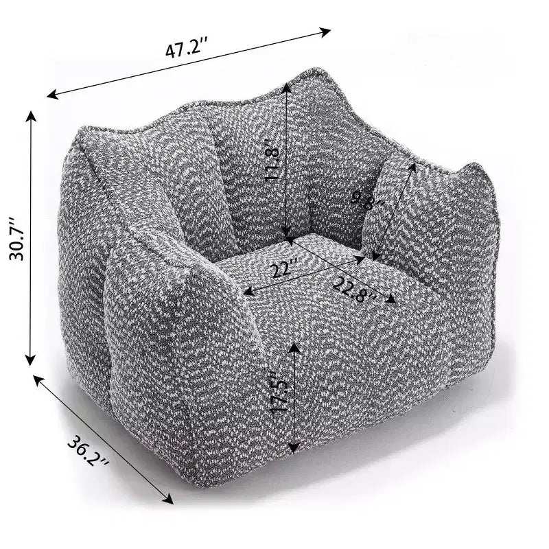 Okak Grand pouf carré de 119 cm en mousse haute résilience avec poignée et accoudoirs, canapé de sol en chenille pour salon