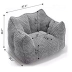 Okak Grand pouf carré de 119 cm en mousse haute résilience avec poignée et accoudoirs, canapé de sol en chenille pour salon