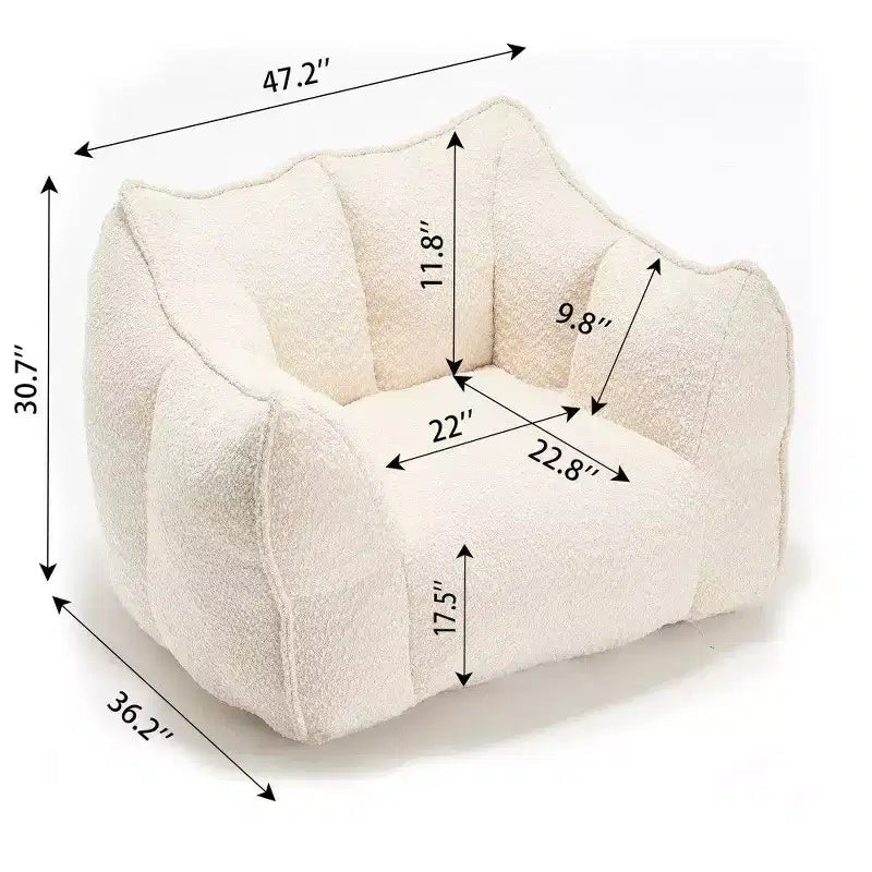 Okak Grand pouf carré de 119 cm en mousse haute résilience avec poignée et accoudoirs, canapé de sol en chenille pour salon