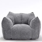 Okak Grand pouf carré de 119 cm en mousse haute résilience avec poignée et accoudoirs, canapé de sol en chenille pour salon