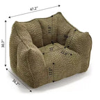 Okak Grand pouf carré de 119 cm en mousse haute résilience avec poignée et accoudoirs, canapé de sol en chenille pour salon