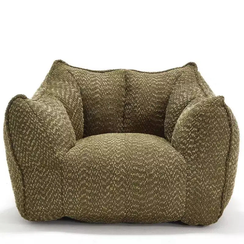 Okak Grand pouf carré de 119 cm en mousse haute résilience avec poignée et accoudoirs, canapé de sol en chenille pour salon