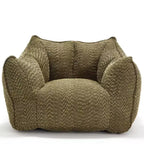 Okak Grand pouf carré de 119 cm en mousse haute résilience avec poignée et accoudoirs, canapé de sol en chenille pour salon