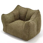 Okak Grand pouf carré de 119 cm en mousse haute résilience avec poignée et accoudoirs, canapé de sol en chenille pour salon