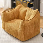 Okak Grand pouf carré de 119 cm en mousse haute résilience avec poignée et accoudoirs, canapé de sol en chenille pour salon