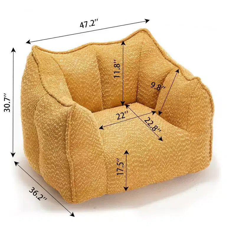 Okak Grand pouf carré de 119 cm en mousse haute résilience avec poignée et accoudoirs, canapé de sol en chenille pour salon