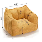 Okak Grand pouf carré de 119 cm en mousse haute résilience avec poignée et accoudoirs, canapé de sol en chenille pour salon