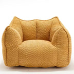 Okak Grand pouf carré de 119 cm en mousse haute résilience avec poignée et accoudoirs, canapé de sol en chenille pour salon