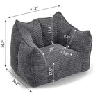 Okak Grand pouf carré de 119 cm en mousse haute résilience avec poignée et accoudoirs, canapé de sol en chenille pour salon