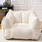 Okak Grand pouf carré de 119 cm en mousse haute résilience avec poignée et accoudoirs, canapé de sol en chenille pour salon