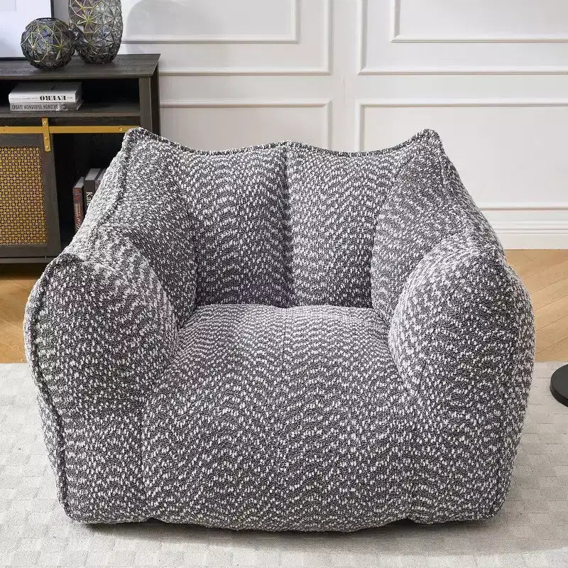Okak Grand pouf carré de 119 cm en mousse haute résilience avec poignée et accoudoirs, canapé de sol en chenille pour salon