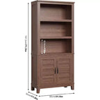 Acekool 71 Bibliothèque de style rustique avec portes, étagère haute à 5 niveaux pour salon ou bureau
