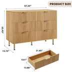 COZONY 47 Commode cannelée moderne, grande commode à 6 tiroirs pour salon, chambre et couloir