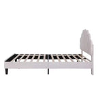 Lit Plateforme Moderne Rembourré Luxystar avec Tête de Lit en Velours à Motif Floral