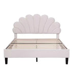 Lit Plateforme Moderne Rembourré Luxystar avec Tête de Lit en Velours à Motif Floral