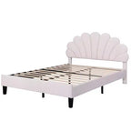 Lit Plateforme Moderne Rembourré Luxystar avec Tête de Lit en Velours à Motif Floral