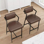 Lot de 2 tabourets de bar, chaises de bar hautes avec coussin épais et pieds en métal épais, tabourets de bar rembourrés hauteur comptoir avec dossier et repose-pieds