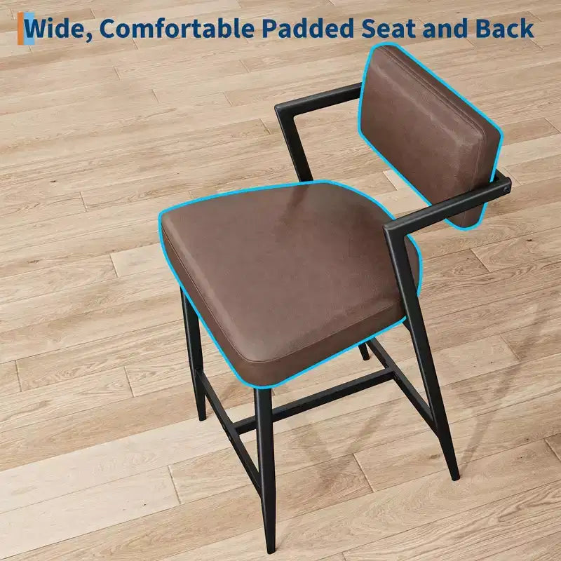 Lot de 2 tabourets de bar, chaises de bar hautes avec coussin épais et pieds en métal épais, tabourets de bar rembourrés hauteur comptoir avec dossier et repose-pieds