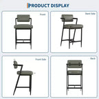 Lot de 2 tabourets de bar, chaises de bar hautes avec coussin épais et pieds en métal épais, tabourets de bar rembourrés hauteur comptoir avec dossier et repose-pieds