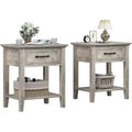 2-Tier Nightstand Set of 2 with Storage Drawer, Modern Bedside End Tables for Small Spaces, Multi-Functional Side Table for Bedroom Living Room
