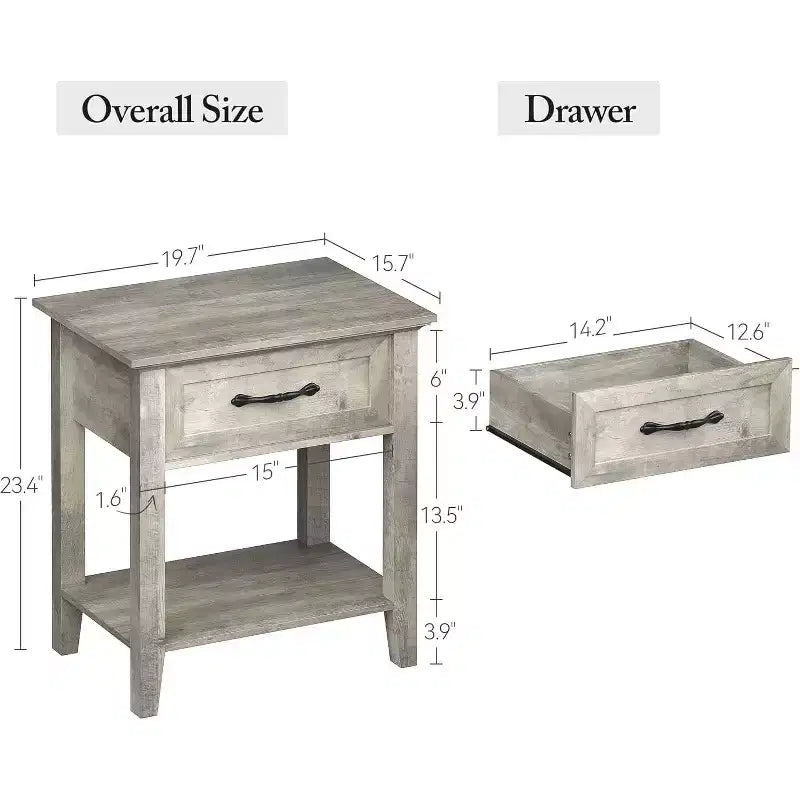Tables de chevet à 2 niveaux, lot de 2, avec tiroir de rangement, tables d'appoint modernes pour petits espaces, tables d'appoint multifonctionnelles pour chambre et salon