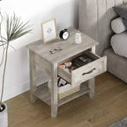 Tables de chevet à 2 niveaux, lot de 2, avec tiroir de rangement, tables d'appoint modernes pour petits espaces, tables d'appoint multifonctionnelles pour chambre et salon