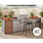 Meuble à tiroirs COZONY Triple BBQ, encastré 17W, acier inoxydable, rangement de cuisine extérieure pour îlot de grillades et patio