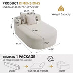 Chaise longue de 170 cm, canapé-lit rembourré avec 2 oreillers, canapé individuel sans accoudoirs pour salon et chambre, aucun assemblage requis