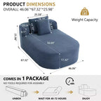 Chaise longue de 170 cm, canapé-lit rembourré avec 2 oreillers, canapé individuel sans accoudoirs pour salon et chambre, aucun assemblage requis