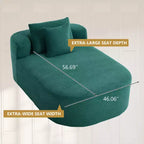 Chaise longue de 170 cm, canapé-lit rembourré avec 2 oreillers, canapé individuel sans accoudoirs pour salon et chambre, aucun assemblage requis