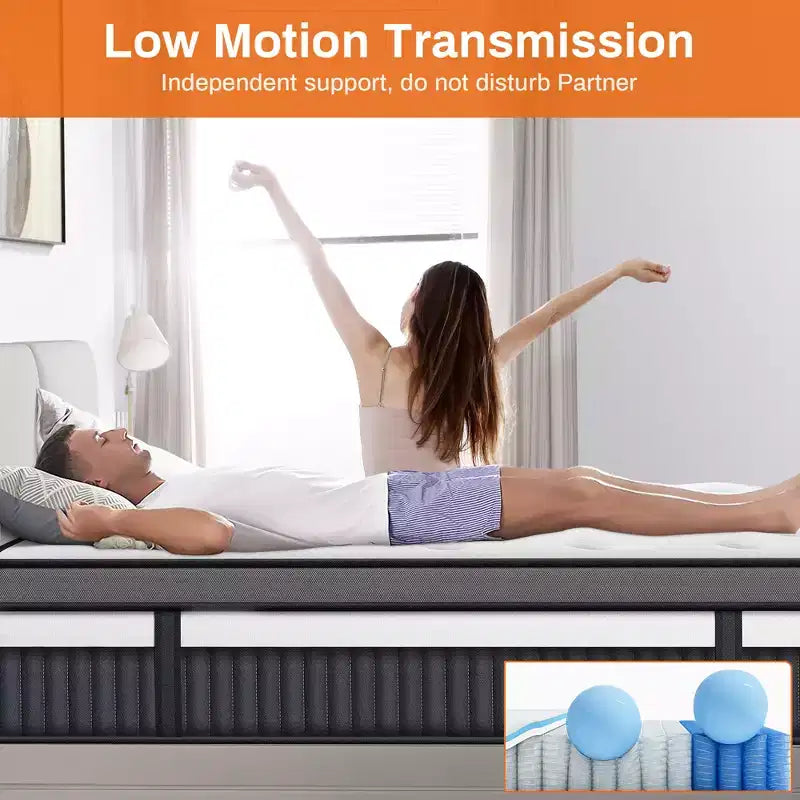 Matelas King 14 pouces en boîte, lit hybride en mousse à mémoire de forme, fermeté moyenne, tissu rafraîchissant et respirant, isolation des mouvements, soulagement de la pression zonale