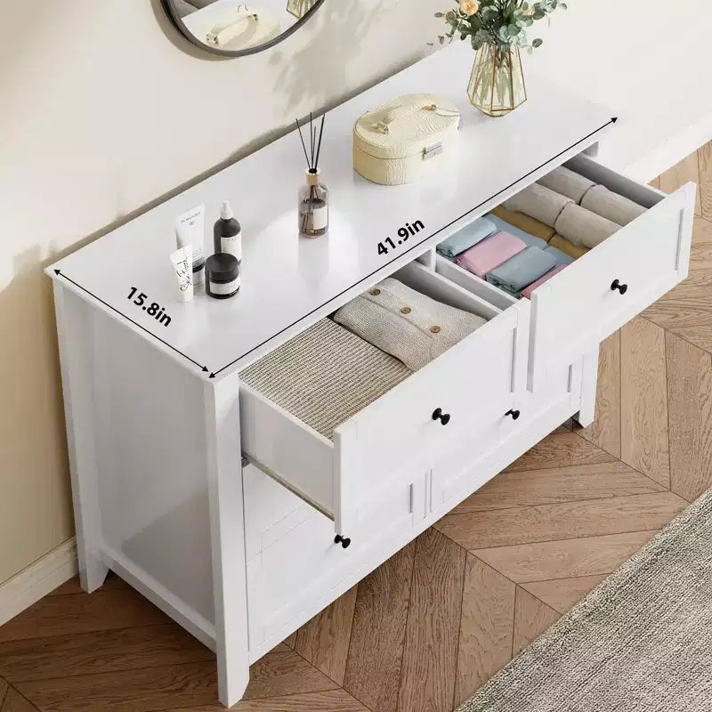 COZONY Commode Moderne à 6 Tiroirs de 137 cm de large avec Rangement Profond et Boutons Métalliques pour Chambre, Entrée et Couloir