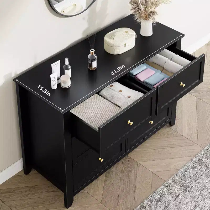 COZONY Commode Moderne à 6 Tiroirs de 137 cm de large avec Rangement Profond et Boutons Métalliques pour Chambre, Entrée et Couloir