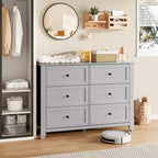 COZONY Commode Moderne à 6 Tiroirs de 137 cm de large avec Rangement Profond et Boutons Métalliques pour Chambre, Entrée et Couloir