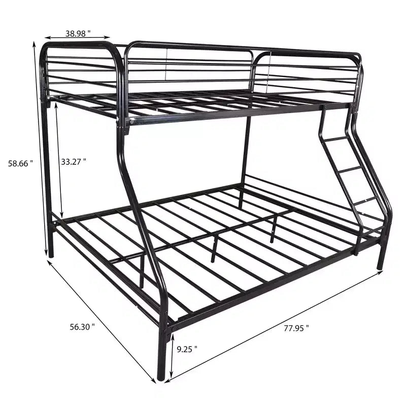 MAYEERTY Lit Superposé en Métal Robuste Double sur Lit Double avec Barrière de Sécurité Renforcée et Échelle Inclinée pour Chambre d'Enfant
