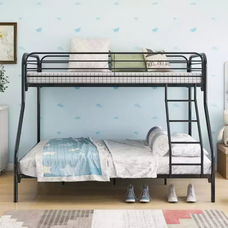 MAYEERTY Lit Superposé en Métal Robuste Double sur Lit Double avec Barrière de Sécurité Renforcée et Échelle Inclinée pour Chambre d'Enfant