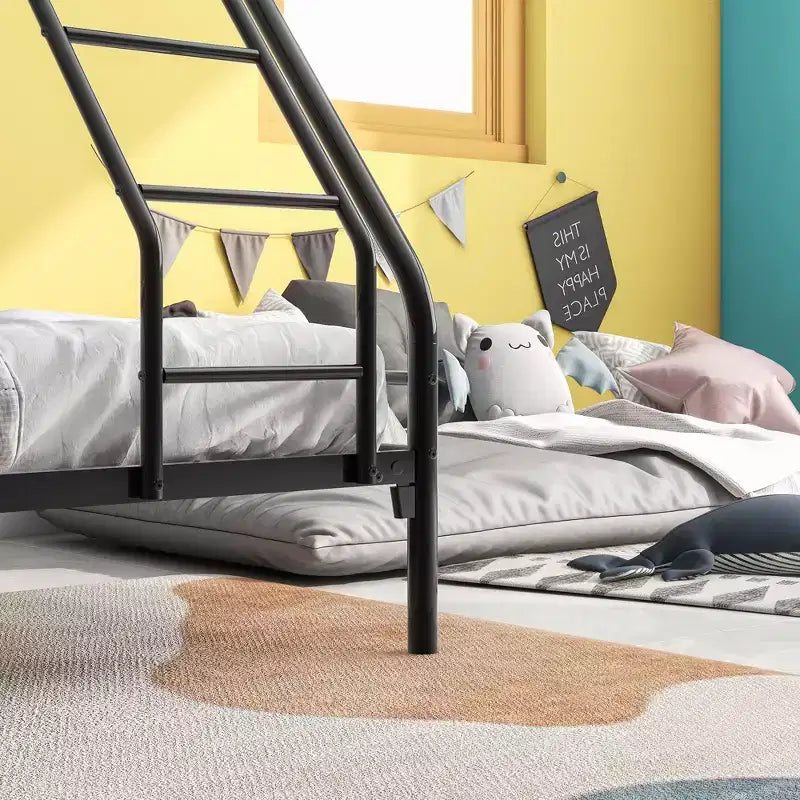 MAYEERTY Lit Superposé en Métal Robuste Double sur Lit Double avec Barrière de Sécurité Renforcée et Échelle Inclinée pour Chambre d'Enfant