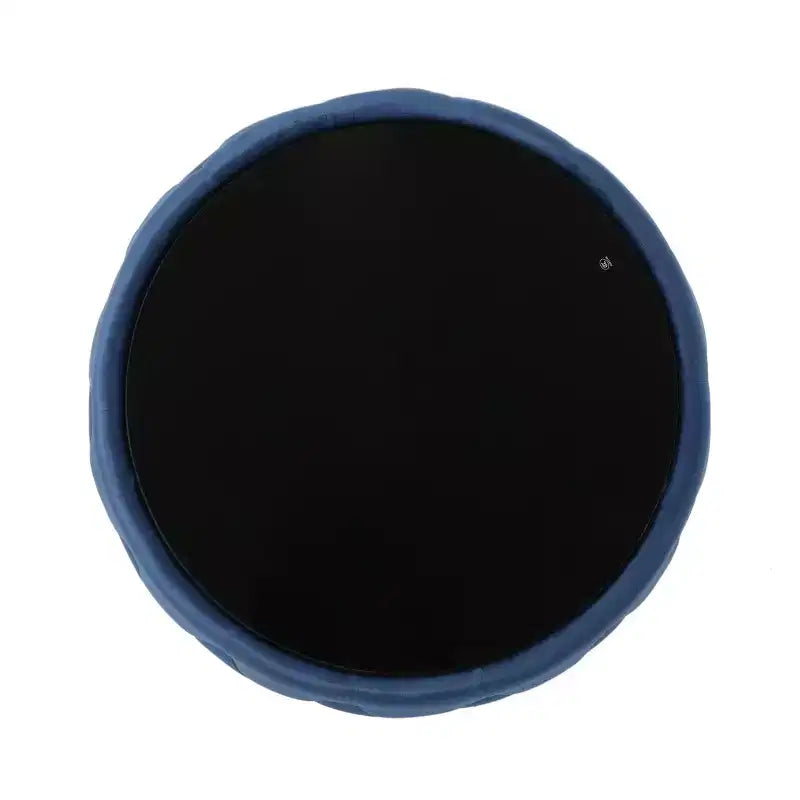 TUYOHW Pouf moderne avec plateau en verre, table basse ronde en velours touffeté avec capitonnage en losange, tabouret pour salon, chambre à coucher