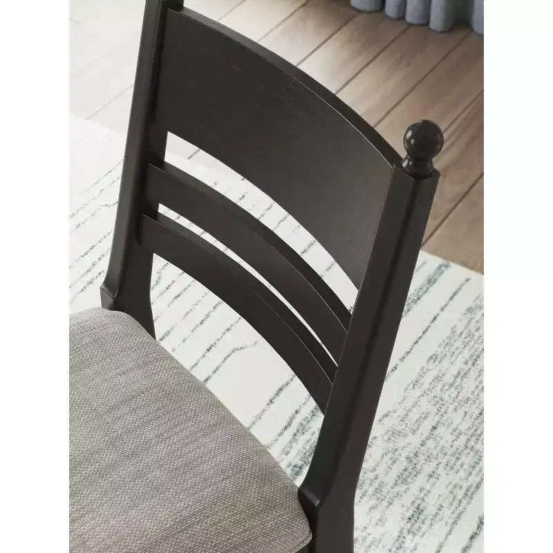 Tabourets de bar rembourrés Signature Design by Ashley Chadworth, hauteur comptoir, lot de 2, structure en bois noir avec assise rembourrée en mousse grise