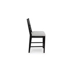 Tabourets de bar rembourrés Signature Design by Ashley Chadworth, hauteur comptoir, lot de 2, structure en bois noir avec assise rembourrée en mousse grise