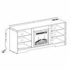 Meuble TV Foyer 3D TUYOHW avec Lumières LED pour TV jusqu'à 60 Pouces, Prise de Chargement USB et Étagères en Verre