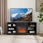 Meuble TV Foyer 3D TUYOHW avec Lumières LED pour TV jusqu'à 60 Pouces, Prise de Chargement USB et Étagères en Verre