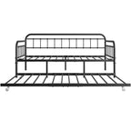 Cadre de lit de repos en métal de taille double MAYEERTY avec lit gigogne, plateforme de canapé-lit robuste, pas besoin de sommier tapissier, noir