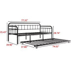 Cadre de lit de repos en métal de taille double MAYEERTY avec lit gigogne, plateforme de canapé-lit robuste, pas besoin de sommier tapissier, noir