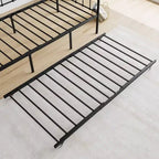 Cadre de lit de repos en métal de taille double MAYEERTY avec lit gigogne, plateforme de canapé-lit robuste, pas besoin de sommier tapissier, noir