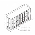 Meuble vitrine, vitrine en verre éclairée avec 4 portes vitrées et étagères réglables, vitrine éclairée avec bande lumineuse LED, meuble TV