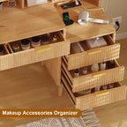 COZONY Coiffeuse 5 tiroirs avec lumières et prise de courant, table de maquillage cannelée avec miroir éclairé de 23,6 pouces